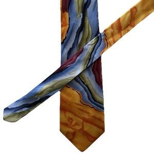 Grateful Dead Jerry Garcia 100% Silk Tie Abstract  Orange Black Blue 3.5x60